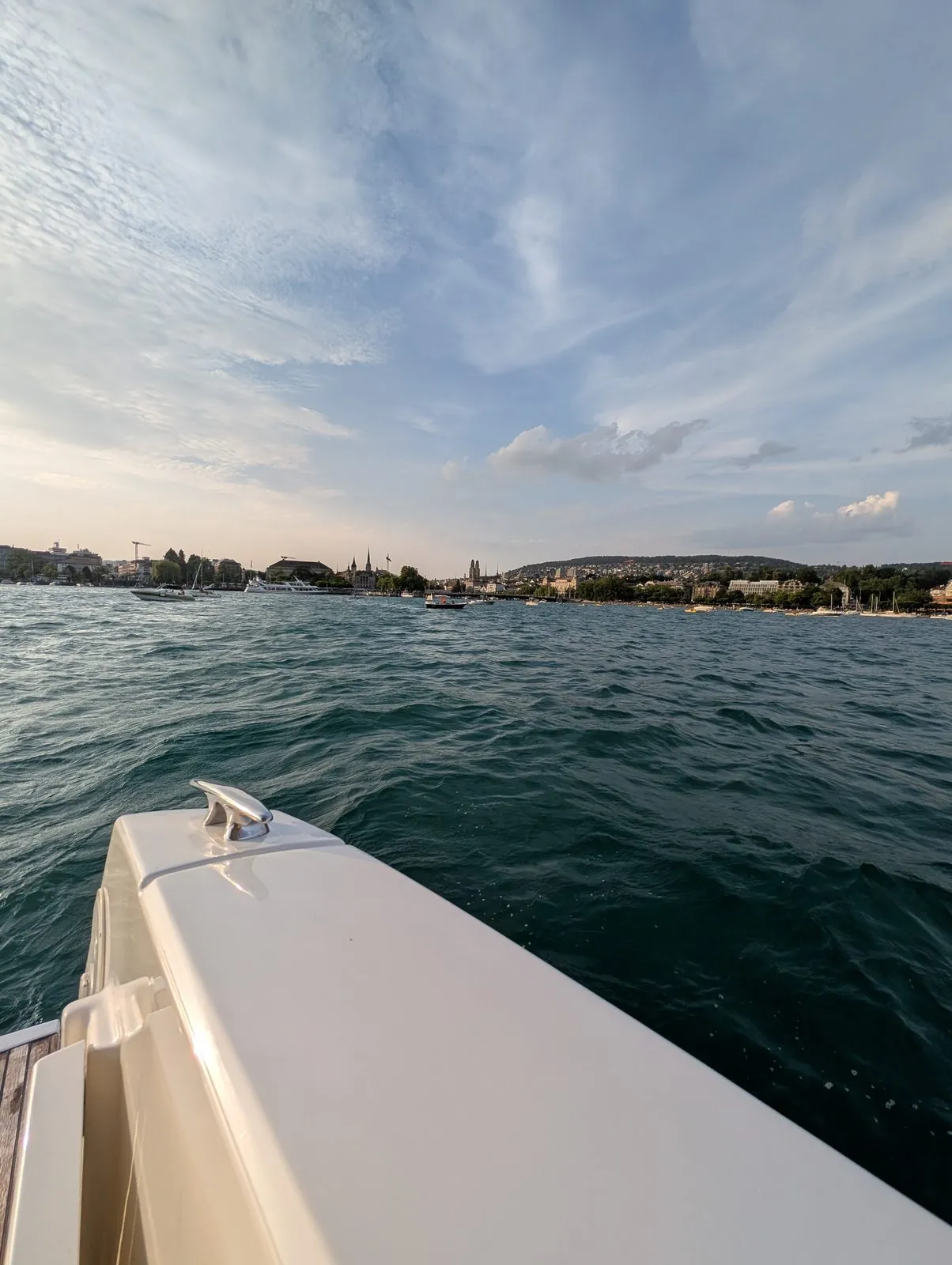 Blick vom Boot über den Zürichsee